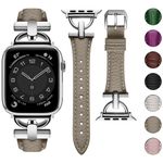 wutwuk Compatible with Apple Watch Strap 49mm 45mm 44mm 42mm for Women Slim Apple Leather Band for iWatch Ultra2/Ultra Series 9/8/7/6/5/4/3/2/1/SE/SE2,49mm 45mm 44mm 42mm,Beige [Watch NOT Included]