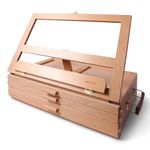 Wooden Table Top Easel Box with Built-in Storage Drawer, Adjustable Beechwood Storage Desk Easel for Painting – Lightweight, Travel-Ready Design, Ideal for Artists - 3 Draws