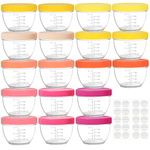 Youngever 18 Sets 120ML Baby Food Storage, Re-usable Baby Food Containers with Lids, 9 Bright Pink Colors, with Lids Labels