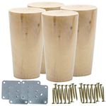 uxcell 4" Round Solid Wood Furniture Legs Sofa Bed Couch Chair Bed Desk Closet Cabinet Feet Replacement Set of 4