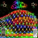 200 LED Christmas Net Lights Outdoor 3m x 2m Mesh Lights Fairy String Lights Plug in with Remote Timer 8 Modes Waterproof for Tree Outside Bush Curtain Window Garden Fence Party Decorations Multicolor