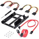 DEEPFOX Mounting Kit - Dual 2.5 Inch to 3.5 Inch Internal Hard Disk Drive SSD/HDD Hard Disk Drive Mounting Kit Bracket [SATA and Power Cables included]