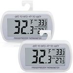 2 Pack Waterproof Digital Refrigerator Thermometer Large LCD, Freezer Room Thermometer with Magnetic Back, No Frills Easy to Read