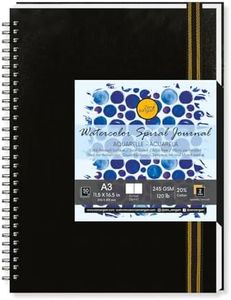 Zen SANGAM A3 Spiral Watercolor Journal | 245 GSM 20% Cotton Cold Pressed | 25 Sheets (50 Pages) | Durable Portrait Sketchbook for Artists & Professionals | Acid-Free | 29.7x42cm | Black Cover