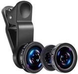 Universal HD Camera Lens Kit 180 Degree Fish Eye+0.65X Wide Angle+10X Macro Lens Glass & Aluminum Alloy Shot Clip Attachments Compatible with iPhone iPad Android Smartphone & Tablets