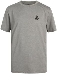 Volcom Boys' Rash Guard Shirts - UPF 50+ Quick Dry Sand and Sun Protection Swim Shirts - Kids Swimwear T-Shirt (S-XL), Size 10-12, Heather Grey