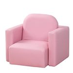 HOMCOM Kids Armchair Toddler Sofa Children's Chair, 2 in 1 Kids Table Chair Set with Wooden Frame, for 3 Years Old Boys Pink