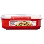 Sistema Rectangle Microwave Container | 1.25 L | Food Container with Steam Release Vent | BPA-Free | Red | 1 Count