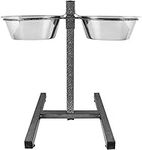 Dog Elevated Food Bowl Holder Set - Raised Cat Feeding Station Stand - Adjustable Height Pet Double Feeder - 2 Stainless Steel Water Bowls (Extra-Large)