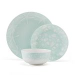 Pfaltzgraff Venice 12 Piece Outdoor Melamine Dinnerware Set, Service for 4,Teal