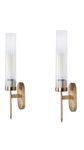 Kiyah Lights Golden Mini Torchiere Wall Sconce with Fluted Cylindrical Glass for Decorative Living Rooms, Wall Balcony,Hall and Elevation (Bulb Free) | Pack of 2