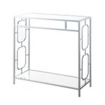 Convenience Concepts Omega Contemporary Modern Sofa Storage Shelf, Narrow Entryway Hall Table for Living Room, Bedroom, Bathroom, 11.75" L x 31.5" W x 30" H, Glass/Chrome