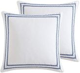 Laura Ashley Cotton 2-Piece Pillow Sham Set, Farmhouse Home D cor, Euro, Stitched Vine Blue