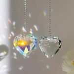 2PCS Heart Crystal Suncatcher Rainbow Maker Sun Catchers Indoor Window Prism Hanging Crystals with Chain Pendant Ornament Home Garden Wedding Party Decor Car Pendant