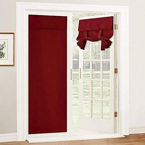 RYB HOME Blackout French Door Curtain - Privacy Thermal Insulated Window Shades for Patio Kitchen Front Entry Back Door Glass Window, Self Adhesive No Drill, 1 Panel, 26" W x 69" L, Burgundy Red