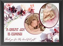 A Great Joy is Coming to New Born Baby Girl Boy Smiling Poster with Frame for Wall Pregnant Women Cute Large Living Bedroom Kids Bedroom Decor Frame Pack of 1pc (13x19 Inch, Black Frame)