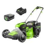 Greenworks 80V 21" Brushless Cordless (Self-Propelled) Lawn Mower (LED Headlight + Aluminum Handles), 4.0Ah Battery and Rapid Charger Included (75+ Compatible Tools)