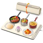 Electric Warming Tray - Electric Heating Tray, Food Warmer for Buffet Rollable & Portable Warming Plate with 3 Temperature Settings,Auto Shut-Off -Versatile for Gatherings,Parties(Beige)