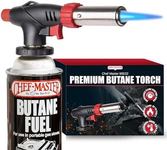 Chef Master Butane Torch Lighter, Refillable Kitchen Torch, Cooking Torch, Adjustable Flame for Creme Brulee, Desserts, BBQ, Crafts, Soldering, Indoor & Outdoor Use - Butane Not Included Model 90022