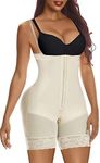 YIANNA Shapewear for Women Tummy Control Body Shaper Hooks Fajas Colombianas High Compression Butt Lifter Zip Crotch Bodysuit Beige 7243 2XL