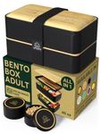 Umami Bento Box Adult All-in-1 w/ 4 Utensils 100% Leakproof, Microwave & Dishwasher Safe Lunch Containers for Adults w/ 4 Compartments, Bento Lunch Box Containers w/Premium Real Bamboo Lid