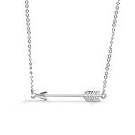 Chic 925 Sterling Silver Cupid's Arrow Pendant Necklace Women & Girlr Dainty Arrow Initial Choker Silver/Gold Fine Jewelry Gift For Her (Silver color)