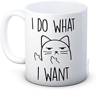 I Do What I Want - Rude Cat Flipping the Bird - Ceramic Coffee Mug - Christmas Birthday Father's Day Mother's Day Secret Santa Gift