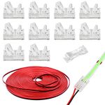 HOMELYLIFE 10 Pack 2 Pin 8mm COB LED Strip Connectors Soldless with 16.4ft Extension Cable, Strip to Wire Quick Connection for 8mm Width COB LED Strip Lights