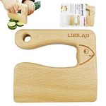 LUOLAO Wooden Kids Knife for Cooking and Safe Cutting Veggies Fruits, Cute Fish Shape Kids Kitchen Tools, 2-5 Years Old Applicable