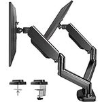 Dual Arm Monitor Stand - Adjustable Gas Spring Computer Desk Mount VESA Bracket with C Clamp/ Grommet Mounting Base for 13 to 27 Inch Computer Screens - Each Arm Holds Up to 14.3lbs