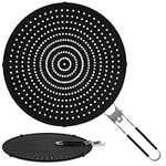 OROMYO Silicone Splatter Guard for Cooking 12.6 inch Heat Resistant Silicone Splatter Screen for Frying Pan with Foldable Handle Splatter Board Draining Board Cooling Pad for Frying Pan