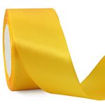 TONIFUL 2 Inch x 25 Yards Wide Yellow Satin Ribbon Solid Fabric Ribbons Roll for Valentine's Day Crafts Gift Wrapping Invitation Cards Floral Hair Bows Sewing Party Wedding Car Decoration