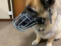 L&J Pets Uk STRONG Wire Metal muzzle Basket Dog German Shepherd, Labrador & other (7, Spotted/Black leather)