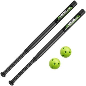 Hikeen Baseball Bat and Balls Set(2 Bats and 2 Balls) -32" Plastic Bat & Limited Flight Baseballs Regulation Size,Backyard Baseball Set for Kids, Youth, Adults