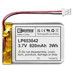 EEMB Lithium Polymer battery 3.7V 820mAh 653042 Lipo Rechargeable Battery Pack with wire JST Connector for Bluetooth Speaker and Solar Lights-confirm device & connector polarity before purchase