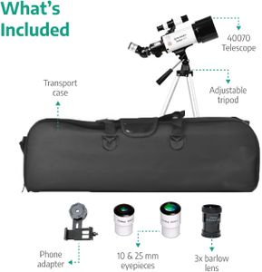 Slokey Telescope 40070 – 16x-120x Refractor for Beginners