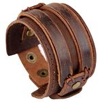 Leather Cuff Bracelet for Men Punk Faux Leather Bangle Bracelet Braided Leather Wrap Bracelet Handmade Woven Wristband for Men(brown)