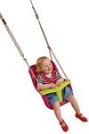 Little Duck Bear High Back Baby Swing Seat With 3-Attachment Point T-Bar For Children's Swing Frames, Child Swing Seat With Safety Feature And Safety Belt - Purple/Lime Green.