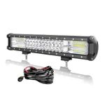 Willpower 17 inch 252W LED Light Bar Triple Row Spot Flood Combo Beam Off Road Lights Waterproof Work Light with Wiring Harness for Jeep Trucks SUV ATV UTV Boat Lights, 12V 24V