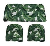 RSH Décor Indoor/Outdoor Decorative 3 Piece Love Seat/Settee & 2 Chair Wicker Cushion Sets Made with Tommy Bahama Fabric (Standard ~ 2-19”x19” & 41”x19”, Swaying Palms)