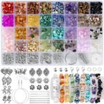 Funtopia 32 Colors Crystal Beads Kit for Jewelry Making,1200 Pcs Natural Gemstone Beads Bracelet Making Kit Adults 5-8mm Irregular Crystals and Stone Bead Chips for Bracelet Necklace Earring DIY Craft