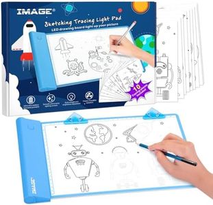 IMAGE Light Up Tracing Pad Blue Drawing Tablet Coloring Board for Kids Children Boys Girls (includes 10 Traceable Sheets)