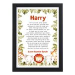 Christening Poem Gift For Goddaughter Godson, Personalised Christening Gift From Godparents Godmother Godfather, Naming Day Ceremony Baptism Present, Jungle Animal Safari