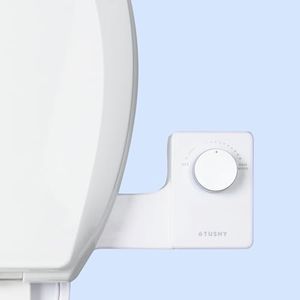 TUSHY Fresh Bidet: Ultra Slim Toilet Seat Attachment (Non-Electric Self-Cleaning Hygienic Nozzle) Easy DIY Install <10 Min | Adjustable Water Pressure Control, Silver Knob