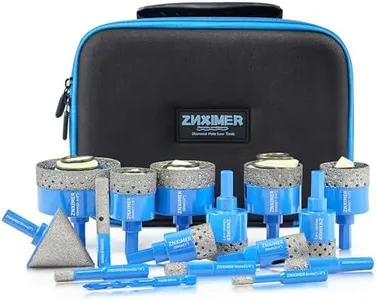 Tile Hole Saw Kit - ZNXIMER Diamond Hole Saw Kit for Tile, Ceramic, Granite, Marble, Glass, Gypsum and More Drilling - 16pcs Tile Drill bit (6/8/10/12/20/25/28/32/35/38/45/50/65MM/2/6/10MM)