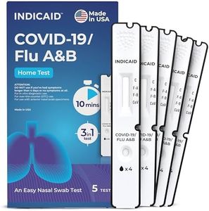 INDICAID COVID-19/Flu A and B 3-in-1 Combo Rapid Antigen Test – FDA 510(k)-Cleared - Results in 10 Minutes - Made in USA - 5 Tests - OTC for Home and Business - Easy to Use - FSA/HSA Approved Product