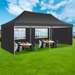 COBIZI Pop up Gazebo 3m x 6m with 4 Removable Sides, Event Shelter Tent with a Carry Bag for Parties, Wedding & Business, Waterproof Garden Gazebo with Upgraded Metal Frame, UV 50+ (Black)