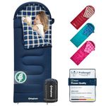 KingCamp Kids Sleeping Bag Flannel Liner,Winter Sleeping Bag Cotton Warm,4 Season, Lightweight Single for Camping Hiking Backpacking Outdoor with Compression Sack for Girls Boys 170x70cm