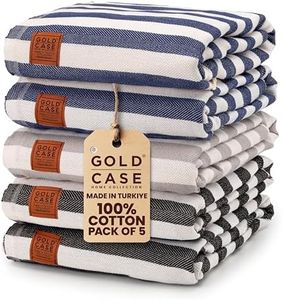 Gold Case Turkish Beach Towel Set of 5-100% Cotton - 71x40 inches XXL Oversized - Quick Dry Sand Free Turkish Towel - Lightweight Bath Towels (MYRA-Dark Black Grey Navy Blue)