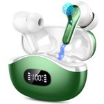 Wireless Earbuds, Bluetooth V5.4 Headphones with 4 ENC Noise Cancelling Mic, 40H Bluetooth Earbuds Deep Bass with LED Display, IP7 Waterproof Earphones Wireless for Android iOS Touch Control Deepgreen